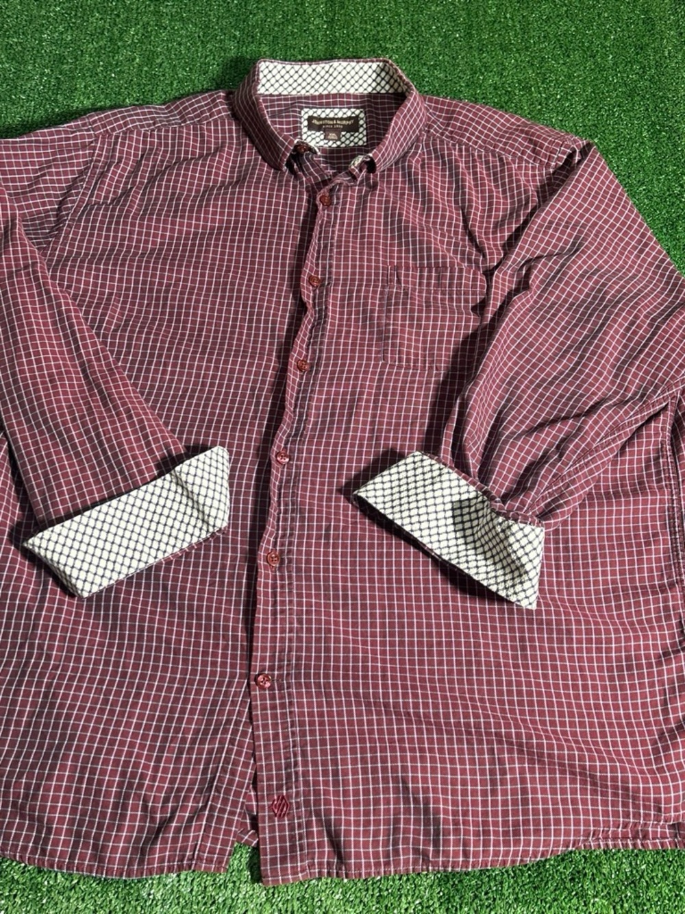 Johnston & Murphy Burgundy Check Button-Down Shirt
